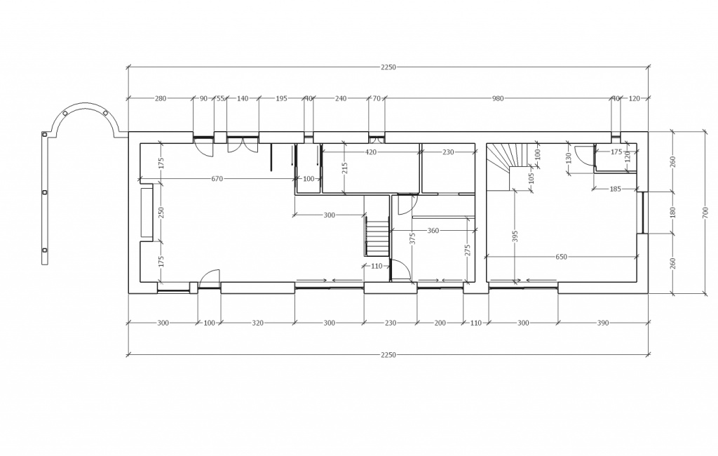 Plan de maison en vue de coupe